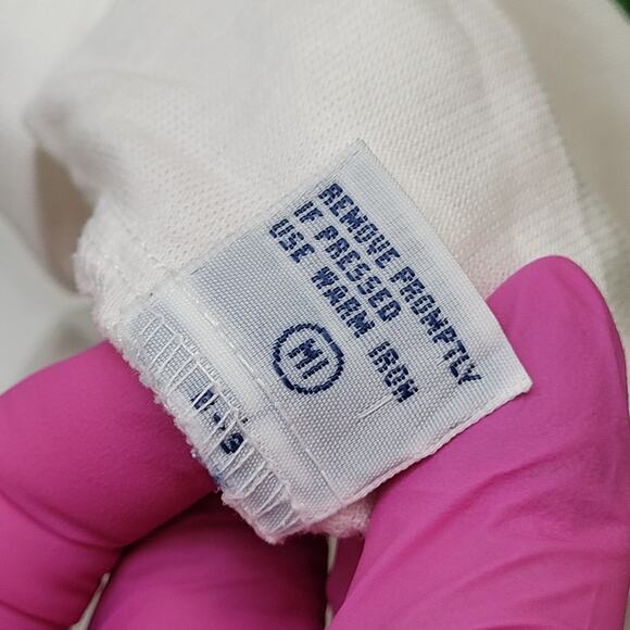 Vintage 90s Arrow MOD Polo Shirt M/L 21x28 Whtie Purple - Picture 7 of 12